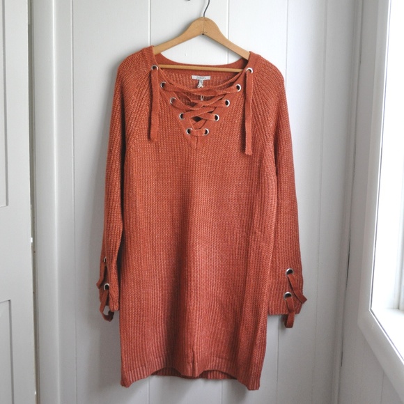 Jodifl Sweaters - New Vici Jodifl  Oversized Lace Up Sweater Medium